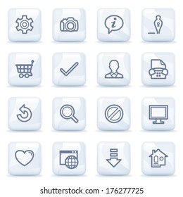 Basic icons on plastic buttons.