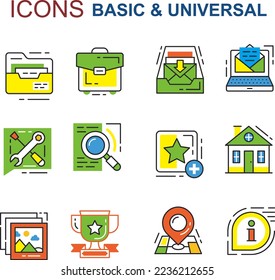 Basic icons set. Modern graphic design concepts, simple symbols, elements,. Premium quality. Pixel perfect. Vector outline icons