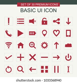 Basic icons set vector red