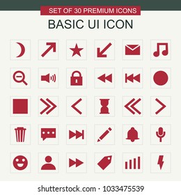 Basic icons set vector red