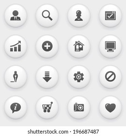 Basic icons with white buttons on gray background.