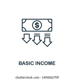 Basic Income outline icon. Thin line concept element from fintech technology icons collection. Creative Basic Income icon for mobile apps and web usage.