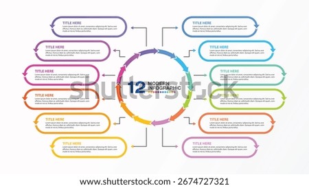 Basic infographic design 12 options or steps. Infographics business concept for info graphics, flow charts.