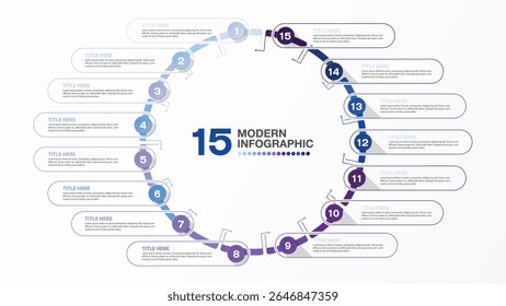 Basic infographic design 15 options or steps. Infographics business concept for info graphics, flow charts.