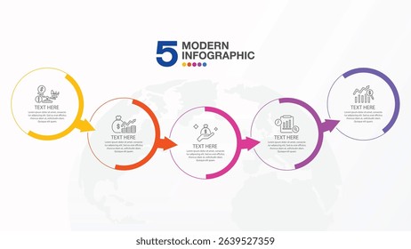 Basic infographic design 5 options or steps. Infographics business concept for info graphics, flow charts.