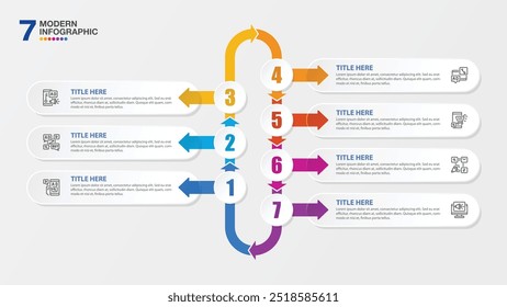 Basic infographic design 7 options or steps. Infographics business concept for info graphics, flow charts.