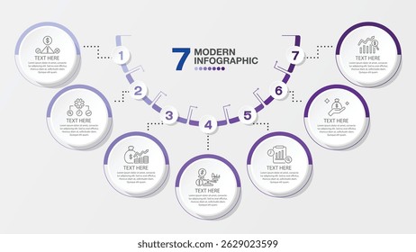 Design infográfico básico 7 opções ou etapas. Infográficos conceito de negócios para infográficos, fluxogramas.