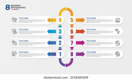 Basic infographic design 8 options or steps. Infographics business concept for info graphics, flow charts.