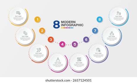 Basic infographic design 8 options or steps. Infographics business concept for info graphics, flow charts.