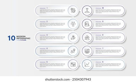 Basic infographic design with icons and 10 options or steps. Infographics business concept for info graphics, flow charts.