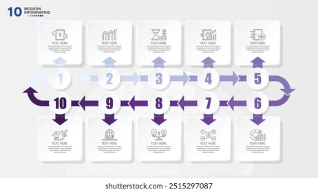 Projeto infográfico básico com número e 10 opções ou etapas. Infographics conceito de negócios para gráficos de informação, fluxogramas.