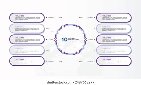 Plantilla infográfica Básica con 10 pasos, proceso u opciones, diagrama de proceso, Utilizado para diagrama de proceso, presentaciones, diseño de flujo de trabajo, diagrama de flujo, infografía. ilustración del Vector eps10.