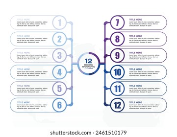 Basic infographic template with 12 steps, process or options, process chart, Used for process diagram, presentations, workflow layout, flow chart, infograph. Vector eps10 illustration.
