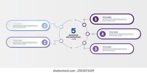 Basic infographic template with 5 steps, process or options, process chart, Used for process diagram, presentations, workflow layout, flow chart, infograph. Vector eps10 illustration.