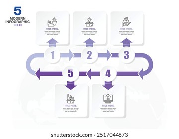 Basic infographic template with 5 steps, process or options, process chart, Used for process diagram, presentations, workflow layout, flow chart, infograph. Vector eps10 illustration.