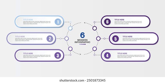 Basic infographic template with 6 steps, process or options, process chart, Used for process diagram, presentations, workflow layout, flow chart, infograph. Vector eps10 illustration.