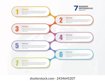 Einfache Infografik-Vorlage mit 7 Schritten, Prozess oder Optionen, Prozessdiagramm, Für Prozessdiagramm, Präsentationen, Workflow-Layout, Flussdiagramm, Infograph. Vektor eps10-Darstellung.