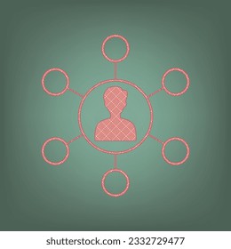 Basic infographics element sign. Apricot Icon with Brick Red parquet floor graphic pattern on a Ebony background. Feldgrau. Green. Illustration.