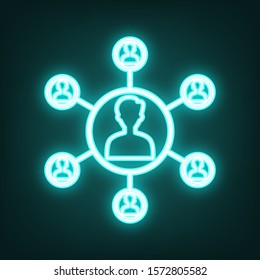 Basic infographics element sign. Cyan neon icon in the dark. Bluring. Luminescence. Illustration.