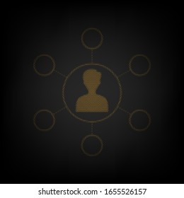 Basic infographics element sign. Icon as grid of small orange light bulb in darkness. Illustration.