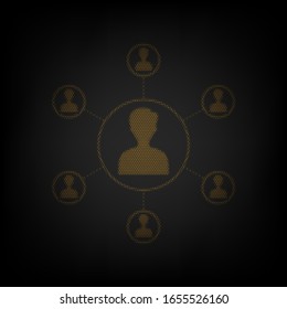 Basic infographics element sign. Icon as grid of small orange light bulb in darkness. Illustration.