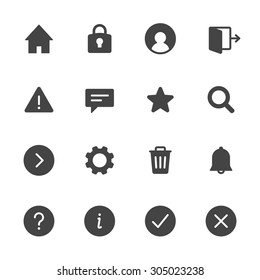 Basic interface icons set 1. Simple flat vector web icons set on white background