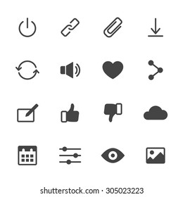 Basic interface icons set 2. Simple flat vector web icons set on white background