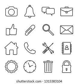 Basic interface line icons for web and mobile app isolated on white background