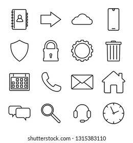 Basic interface line icons for web and mobile app isolated on white background