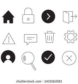 Basic interface line icons for web and mobile app. - Vector
