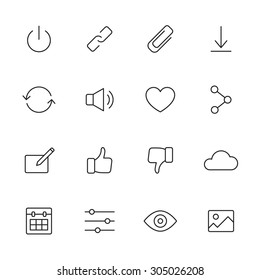 Basic interface line icons for web and mobile app