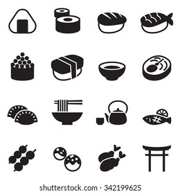 Basic Japanese food icons set