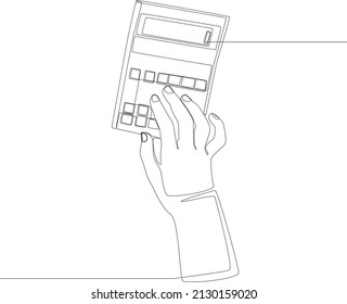 The basic job of an accountant that cannot be separated from a calculator. Simple line drawing of accountant. Basic accountant. Vector illustration.