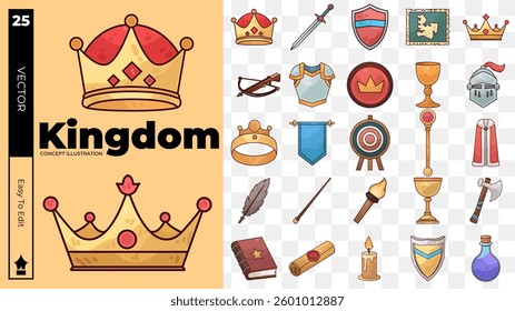 Basic kingdom concept illustrations. Set of kingdom vector illustrations