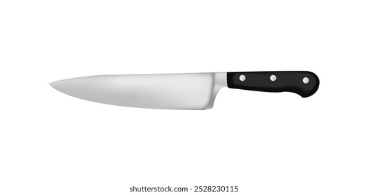 basic kitchen knife icon, stylish kitchen  vector art. 3d knife, cutlery, menu restaurant icon, kitchenware, chef's knife, sharp, cut, item, cooking, realistic silver knife. Vector illustration