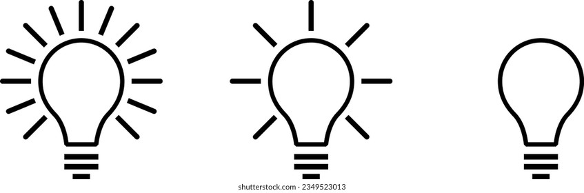 Basic Lamp Light Bulb Idea or Solution Symbol Icon Set. Vector Image.