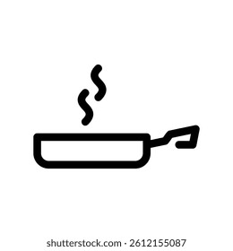 Basic Line Art Graphic Depicting a Hot Skillet Ready for Use