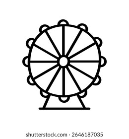 A basic line drawing depicts a Ferris wheel. The amusement park ride is simplified with a hand drawn style, resembling a doodle