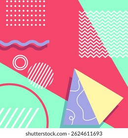 Linha básica padrão geométrico fundo colorido com design plano