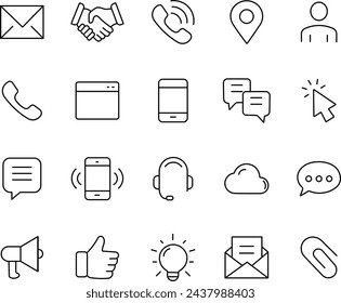 Basic line icon set of basic web symbols. Vector illustration.