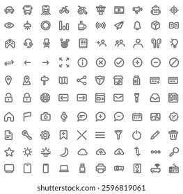 Basic Line Icon Set Web Mobile Stock Vector