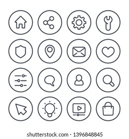 Basic line icons for web, vector