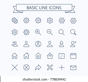 Basic line mini icons.Editable stroke. 24x24 grid. Pixel Perfect.