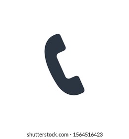 The basic logo form of a vintage telephone receiver with a hanger receiver and signal sign. Stock vector illustration isolated on white background