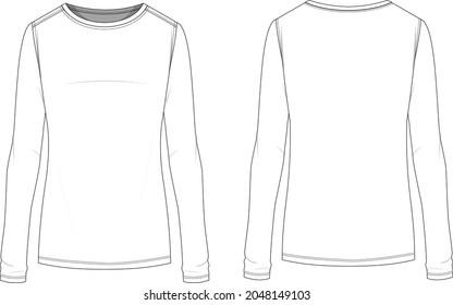 Basic long sleeve t shirt technical drawing vector