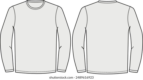 Basic Longsleeve T-Shirt Vector Illustration Mock Up Front and Back View