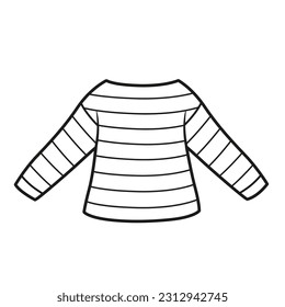Esquema básico de camiseta de manga larga y desnuda para colorear sobre un fondo blanco