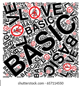 Basic love words with peace sign Vector print