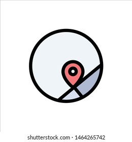 Basic, Map, Location, Map  Flat Color Icon. Vector icon banner Template. Vector Icon Template background