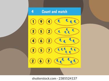 Basic math addition for kids. An educational worksheet for kids.  number counts.Vector design Free Vector.